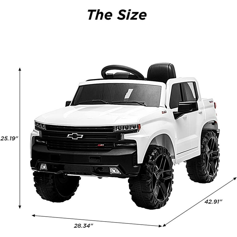 Chevrolet Silverado 12V Kids Ride on Car Electric Vehicle with Remote Bluetooth LED White Walmart