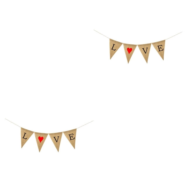 Yuarrent Decoración del Día de San Valentín, pancartas colgantes románticas, adornos para interiores, pancartas de estilo Simple, colgante, bandera de tipo 3 2piezas Yuarrent CBP209248