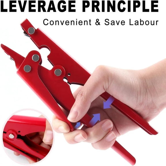 Zip Tie Tool - Automatic Cable Tie Tool, Zip Tie Cutter - Nylon Cable Tie Pliers for Tightening and Bundling Cables, Cable Management Tool Red, 7.8"