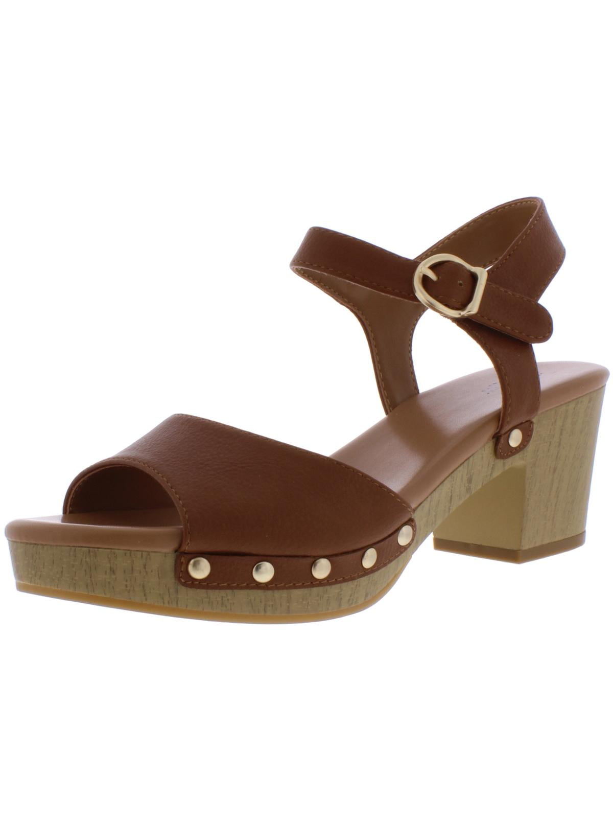 Style & Co. Womens Anddreas Faux Leather Clog Heel Sandals