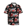 thumbnail image 3 of Xecao Fire and Rescue Truck print Hawaiian shirt - a stylish short-sleeve button-down for men, perfect for casual beach and tropical outings., 3 of 9