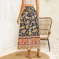 thumbnail image 6 of Crunowin Long Skirts for Women Floral Print High Waist Summer Beach Bohemian A Line Maxi Skirts Black Size XL, 6 of 6