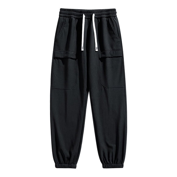 Qholemyo Pantalon Cargo Imperméable pour Hommes Grande Taille Automne Hiver Décontracté Confortable Doublé en Molleton Pantalon de Survêtement Chaud Léger Ample Bas Resserré Taille Élastique Joggers à Cordon avec Multiples Poches