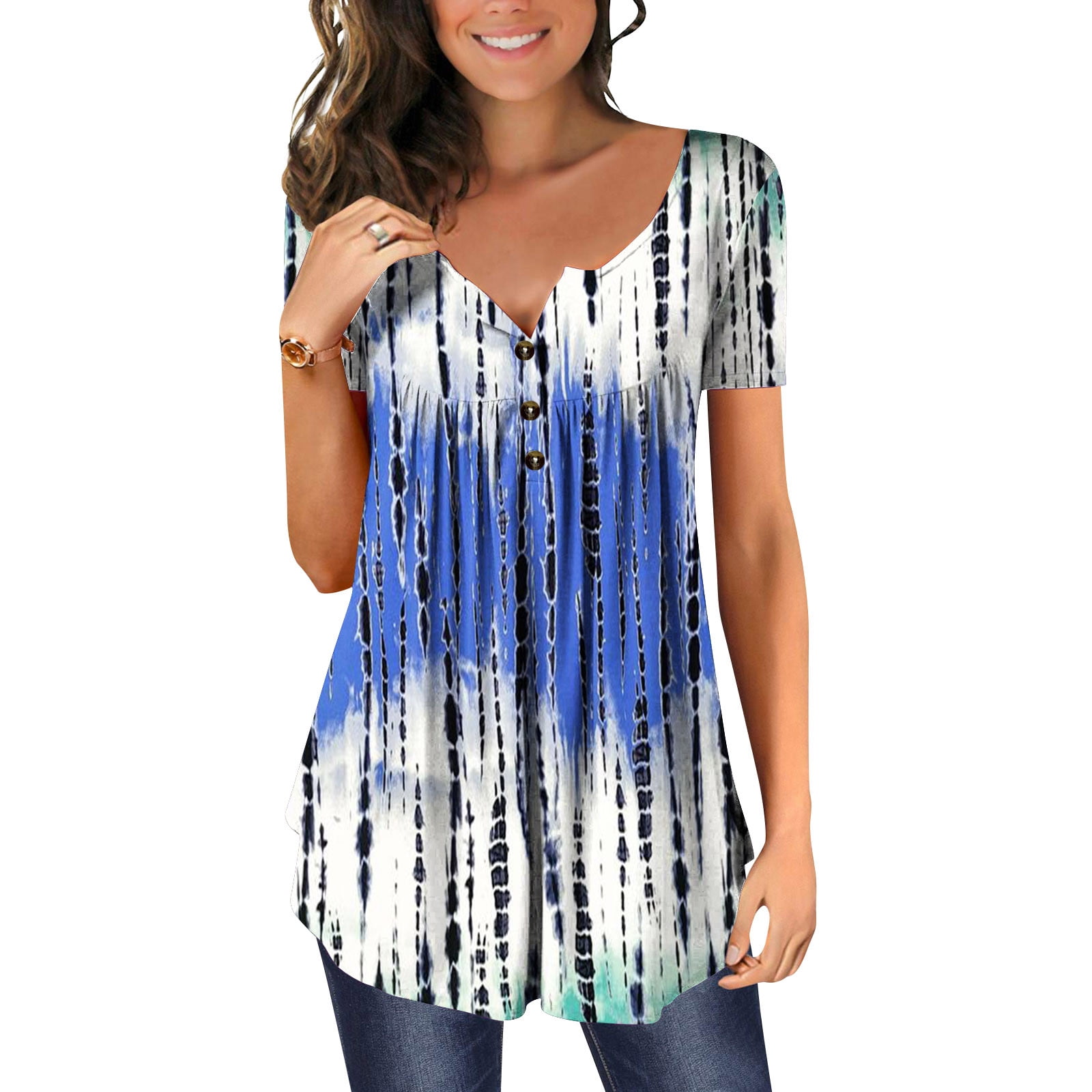 YUNAFFT Clearance Womens Tops Plus Size Womens Casual Tops V Neck Hide