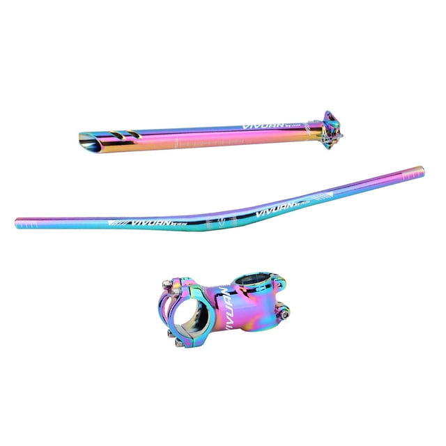 Juego de manillar de bicicleta de 3 paquetes, aleación de aluminio colorida, vástago de manillar de bicicleta de montaña de 7 degree y poste de de sil 60Stem 27.2Tube Soledad Manillar de bicicleta
