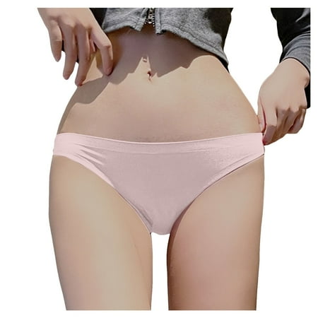 BYHONG Women s Thong Silk Seamless Low Rise Underwear Gym T Pants Panties for Women Pink L