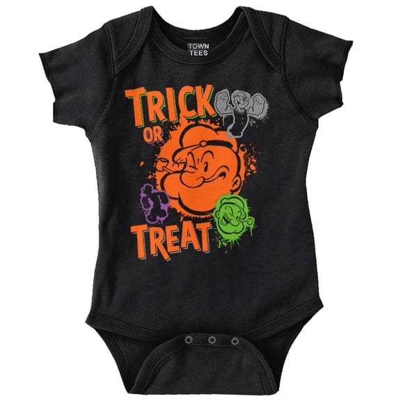 Popeye Cartoon Halloween Trick Treat Romper Boys or Girls Infant Baby Brisco Brands NB