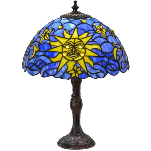 Meyda Tiffany - 153615 - One Light Table Lamp - Sun, Moon & Stars - Mahogany Bronze