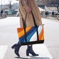 thumbnail image 4 of FORMRS Canvas Laptop Tote Bag for Women with 15.6" Computer Compartments Shoulder Handbag, Orange Abstract Wavy, 4 of 7