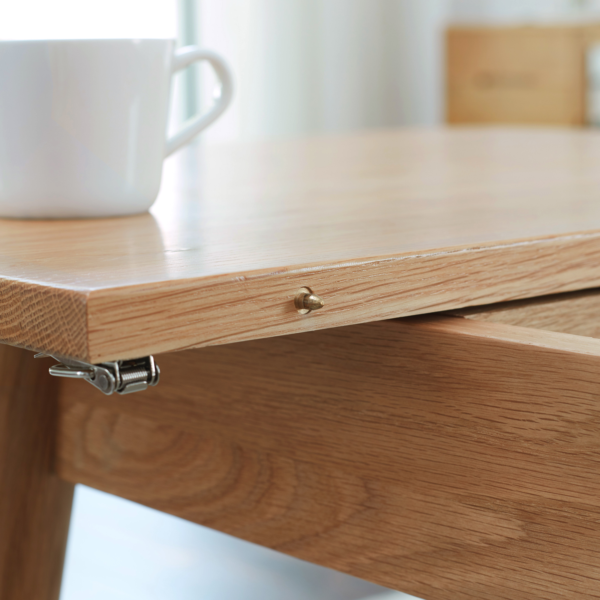 MAYEERTY Natural Solid Oak Round Corner Telescopic Dining Table (1.2-1.6m)