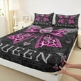 thumbnail image 4 of Homewish Pink Leopard Print Ribbon Twin Sheet Sets for Teen, King and Queen Twin Fitted Sheet, Butterfly Damask Flower Flat Sheet, Super Cozy Room Decor, 3 Pieces, 4 of 8