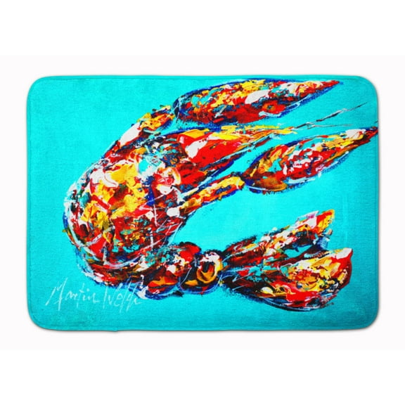 Carolines Treasures MW1161RUG Lucy the Crawfish in blue Machine Washable Memory Foam Mat 19 X 27" multicolor