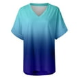 thumbnail image 4 of MELDVDIB Women's Plus Size Tops Short Sleeve V-Neckline T-Shirt Printing Casual Gradient Loose Summer T Shirt for Girls Ladies Women, 4 of 6