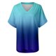 thumbnail image 4 of Blusa de manga corta holgada informal con cuello en V y degradado para mujer, 4 of 6