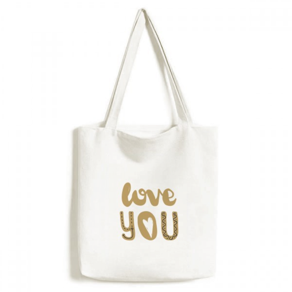 love you quote handwrite tote canvas bag shopping satchel casual handbag