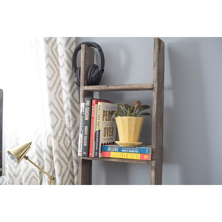 4 Step Rustic Weathered Grey Wood Ladder Shelf 4 Step Rustic Weathered Grey Wood Ladder Shelf