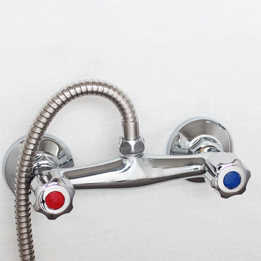 Sufanic Bathroom Shower Mixer Wall Mount Hot Cold Water Showering Faucet Temperature Control Valve Twin Outlet Chrome