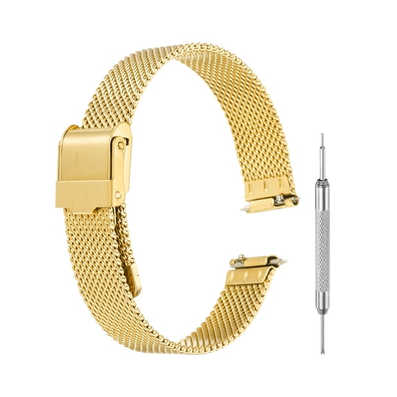 Mesh Watch Bands for Men Women, Stainless Steel Quick Release Mesh Watch Strap with Tools(10mm, Gold)