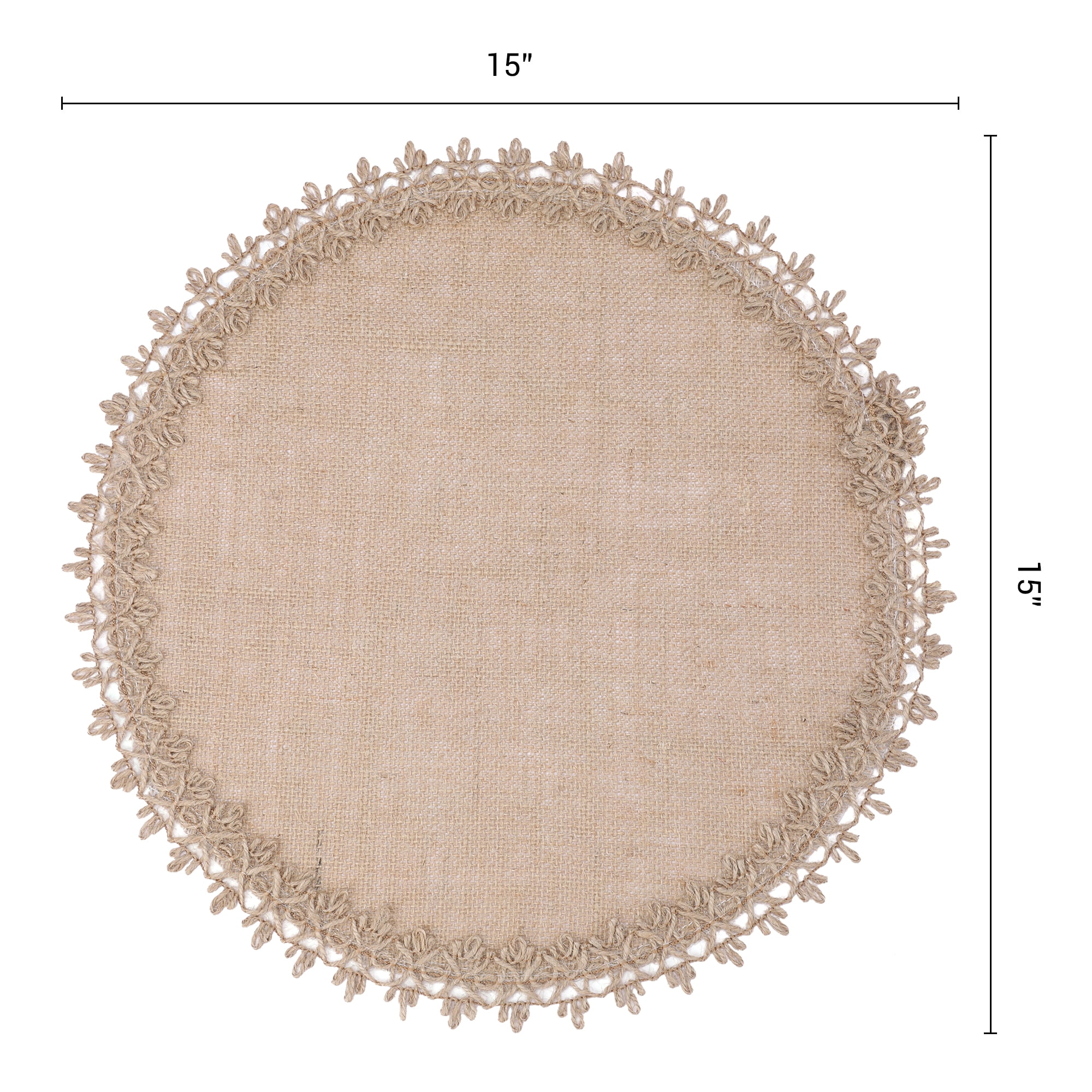 Unique Bargains Farmhouse Placemats 6pcs Round Placemats Light Brown 15"x15"