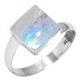 thumbnail image 1 of 925 Sterling Silver Ring For Women - Girls White Natural Rainbow Moonstone Gemstone Silver Ring Size 9 June Birthstone Handmade Silver Ring Size 9 Easter Gift For Women 925 Silver Gemstone Jewelry, 1 of 6