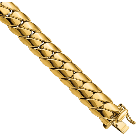 14K Solid Yellow Gold Link Mens Chain Bracelet