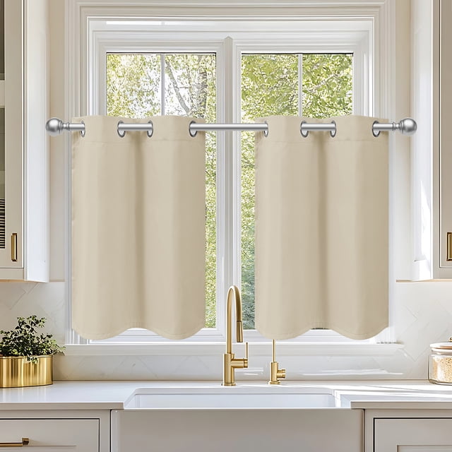 Xiao Hua Cortinas opacas para cocina - 86*46cm Cortinas beige Ventana pequeña, 1 cortina Cortinas cortas para ventana, Cortinas de tela de alta precisión y para .