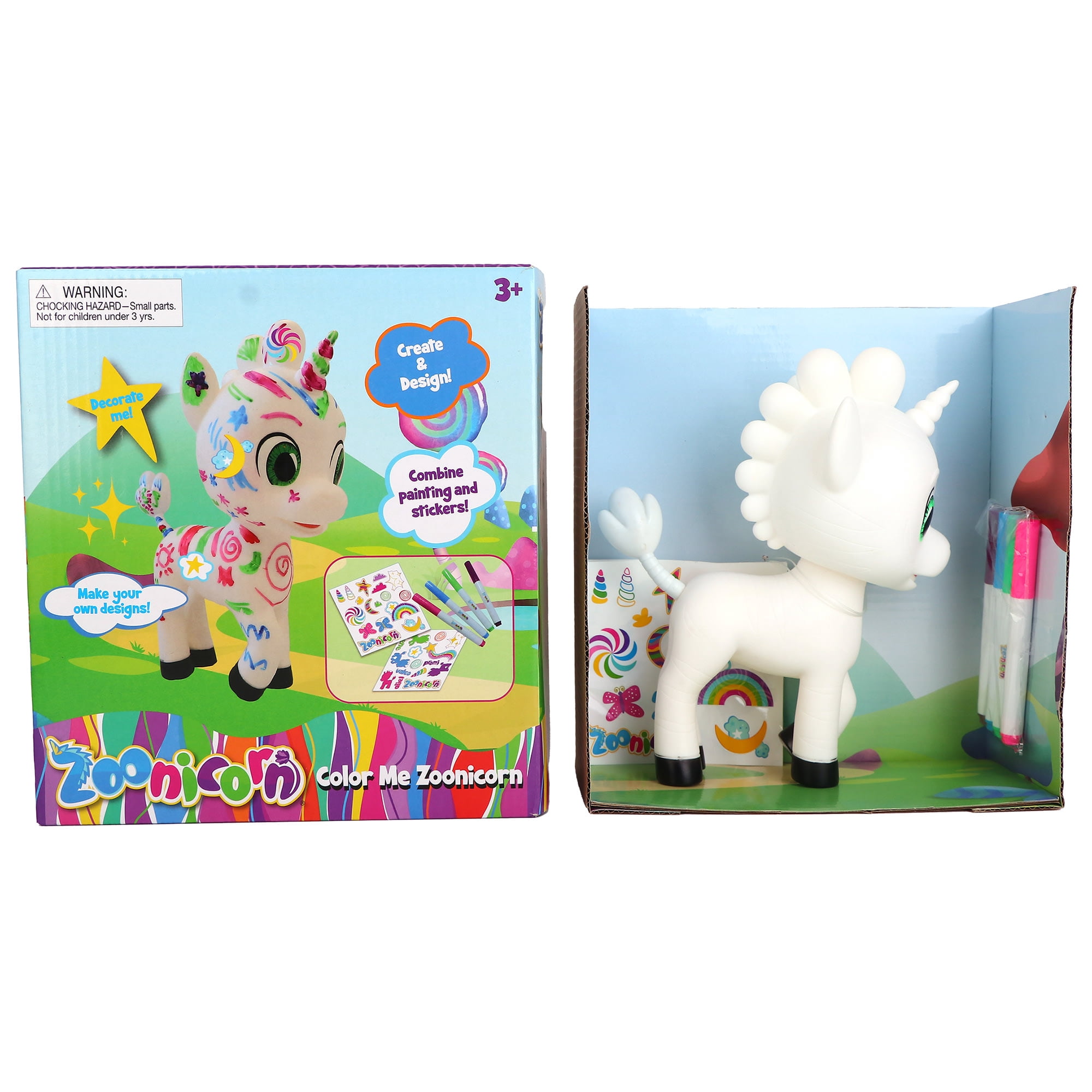 Zoonicorn: Color Me - Customize Your 8" Character Miniature Figure, Washable Markers & Stickers, Design Craft Activity, Play-Display Toy Set, Kid 3+