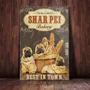 Metal Sign Shar Pei Dog Bakery Co Best In Town Vintage Signs Retro Tin Signs Aluminum Sign for Kitchen Home Garden Wall Bar Cafe Decor 8x12 Inches