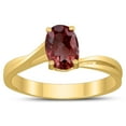 thumbnail image 1 of SZUL Women's Solitaire Oval 7X5MM Garnet Gemstone Twist Ring in 10K Yellow Gold, 1 of 4