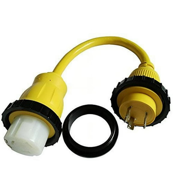 Parkworld 692002 Shore Power Adapter Cord RV 30A L5-30P male to Marine 50A SS2-50R female (two hots bridged)