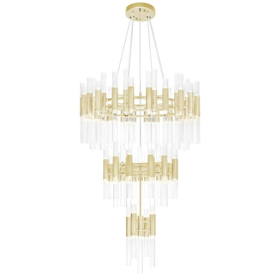 CWI Lighting Orgue 123 Light Metal Chandelier with Dimmer in Satin Gold