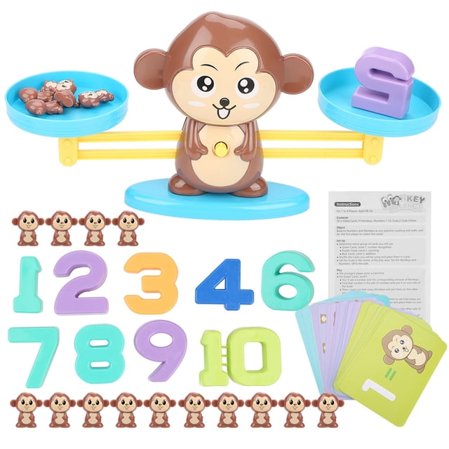 Juego de conteo de números Monkey Balance, juguetes educativos para niños (marrón)