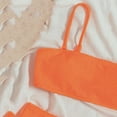 thumbnail image 5 of Women's Ribbed High Waisted Bikini Sets Scoop Neck Two Piece Swimsuits Spaghetti Strap Textured Bathing Suit Orange, 5 of 8
