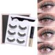 thumbnail image 2 of 3 Pairs Magnetic Eyelashes 3D Mink Makeup Lashes Eyeliner Tweezers Set Natural False Short Faux Cils, 2 of 5
