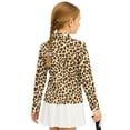 thumbnail image 5 of Psesaysky Brown Leopard Print Girls Fashion Shirts Long Sleeve 1/4 Zip Pullover Trendy T-shirt Kids Cute Fall Athletic Workout Tops Basic Tees 6-7 Years, 5 of 6