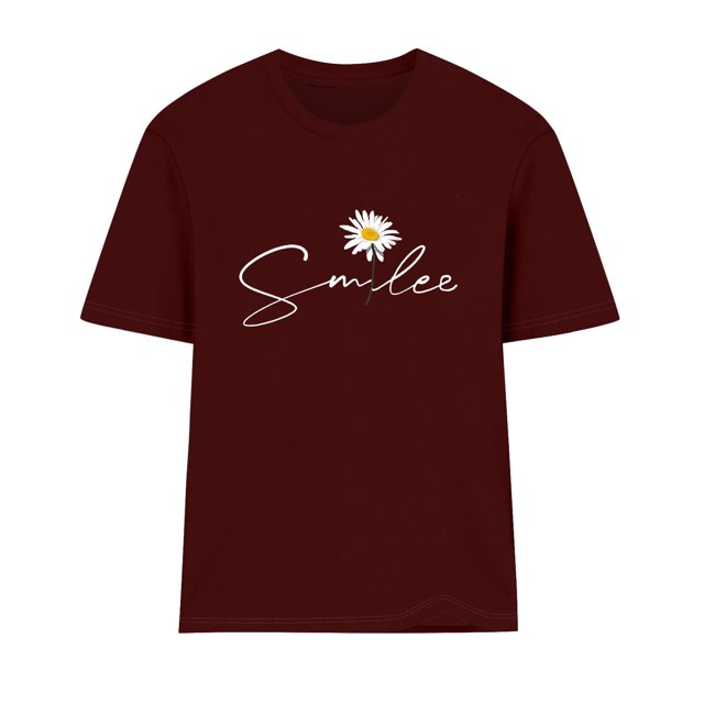 Babysbule Hauts en Liquidation pour Femmes T-shirt à Manches Courtes Imprimé Lettre Col Rond Mode Décontracté Ample