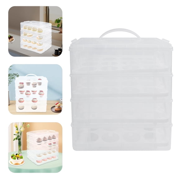 ToppiJoy 4 Tiers Plastic Cupcake Carrier, Cupcake Holder, Cupcake Storage Container