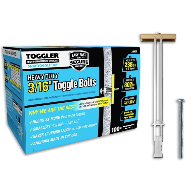 Toggle Bolt TOGGLER SNAPTOGGLE para paneles de yeso de alta resistencia, paquete de 100