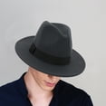 thumbnail image 2 of BAYAIXZ Wide Brim Fedora Hats for Men Women Vintage Wide Hat with Belt Buckle Unisex Adjustable Felt Fedora Hats Panama Hat Mens Dress Hats (Yellow,One Size), 2 of 2