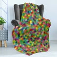 thumbnail image 4 of Colorful Soft Flannel Fleece Throw Blanket, Continuing Layout of Rectangular Pieces Scattered Artwork Speckles Composition, Cozy Plush for Indoor and Outdoor Use, 50" x 60", Multicolor, by Ambesonne, 4 of 5