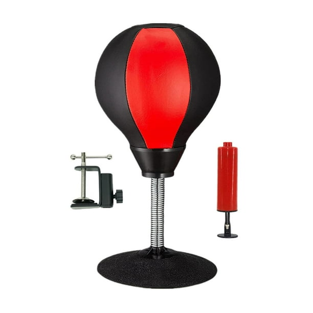 Saco de boxeo inflable de escritorio con ventosa para boxeo Sanda negro rojo