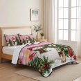 thumbnail image 5 of Quilts Full Size Bedding Set, Pink Plaid Christmas Lightweight Quilted Comforter, Xmas Snowman Snowflake Trees Soft Reversible Bedspread Coverlet with Pillow Covers for All Season, 78" x 90", 5 of 9