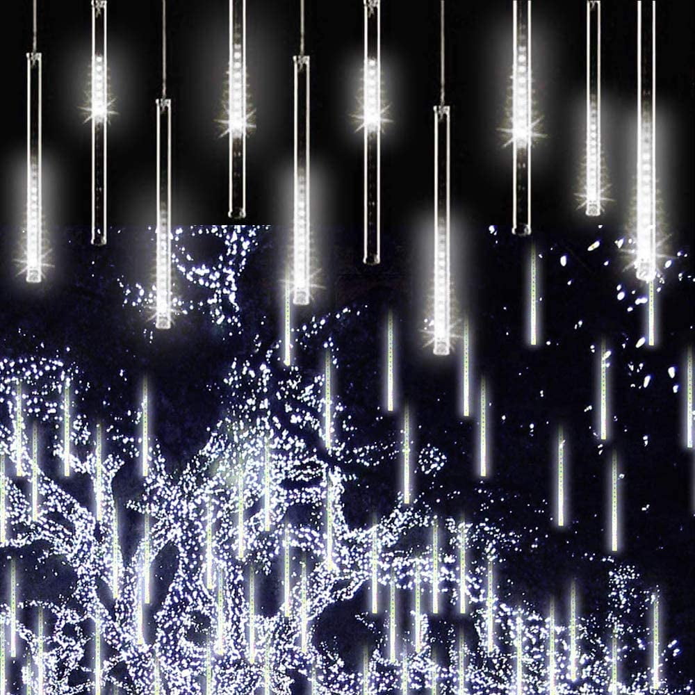 144 LED Solar Lights Meteor Shower Rain 8 Tube Tree String Halloween Xmas Decor 