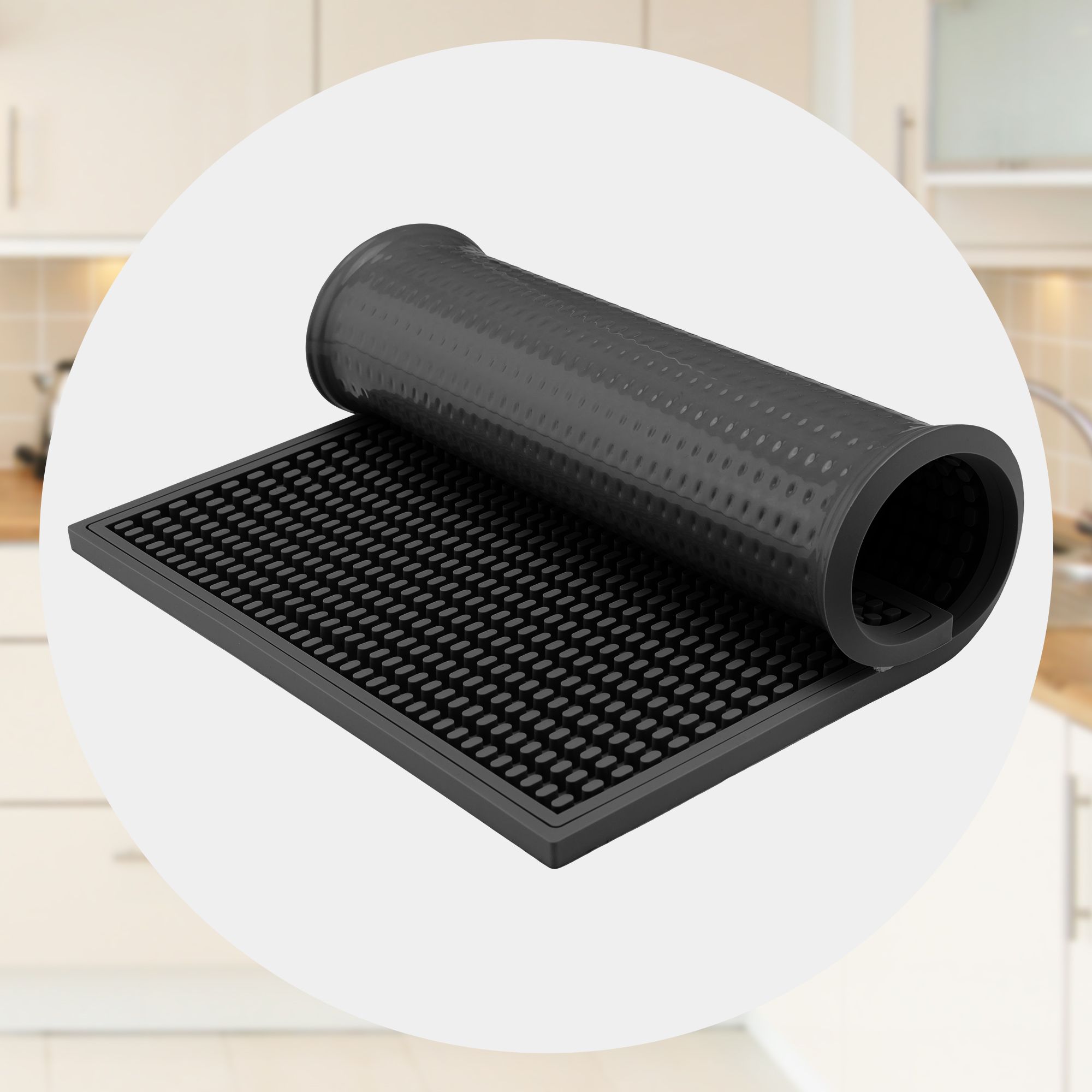 Unique Bargains Heat Resistant Silicone Mat for Kitchen Counter Black