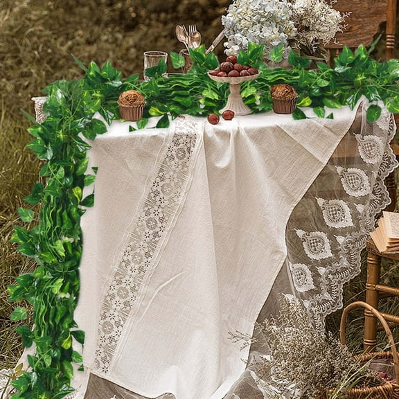 CasaChic 12 Pcs 86.6inches Simulation Radish Leaf Decoration, Plastic 220cm 86.61in Realistic Easy Maintenance, for Christmas Home Green Wall Hanging Mantel Tabletop Porch