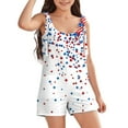 thumbnail image 1 of Girls' Casual Comfortable And Breathable Independence Day Print Jumpsuit, 1 of 5