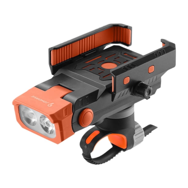 Luz De Bicicleta Multifuncional Con 5 Efectos De Sonido De Advertencia, 380 Lúmenes, Soporte Para Teléfono, Color Naranja