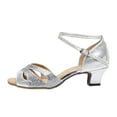 thumbnail image 2 of Womens Block Heels Open Toe Ankle Strap Heeled Sandals Glitter Bling Casual Pumps Shoes, 2 of 5