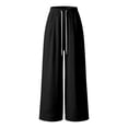 thumbnail image 4 of DHFJKG Wide Leg Pants For Women Linen Flowy Palazzo Drawstring Elastic Waist Pants With Pockets Summer Beach Vacation Clothes Stylish Trousers, 4 of 4