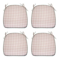 FBTS Prime 16x17 inch All-Weather Pink Houndstooth Outdoor Seat Pads, Pack of 4